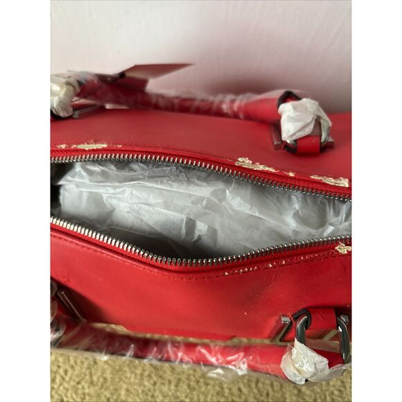 Damaged Defective Peeling Red Calvin Klein Satchel Bowling Bag *missing strap - Picture 3 of 13